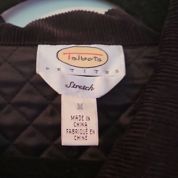 Talbots Black Stretch Snap Button Quilted Barn Jacket Size Medium - Picture 5 of 9